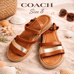 Coach Women's Brown and Gold Sandals